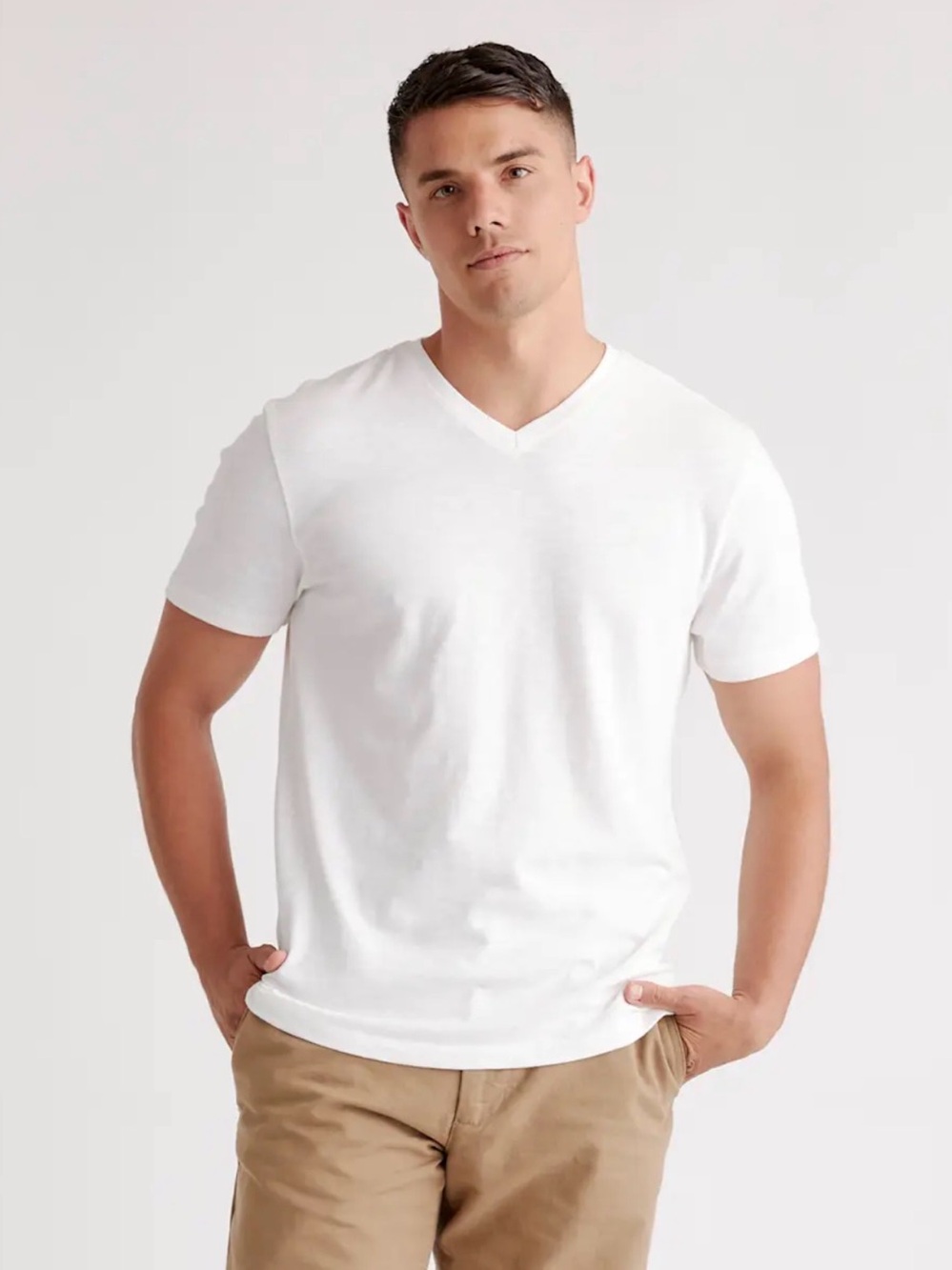 Quince 100% Organic Cotton Slub V-Neck Tee T-Shirt Mens Medium White Comfy Soft